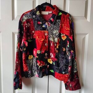OOAK Vtg 90s Art to Wear Patchwork Boho Rayon Quilted Jacket Whimsy Artsy NY‎ L